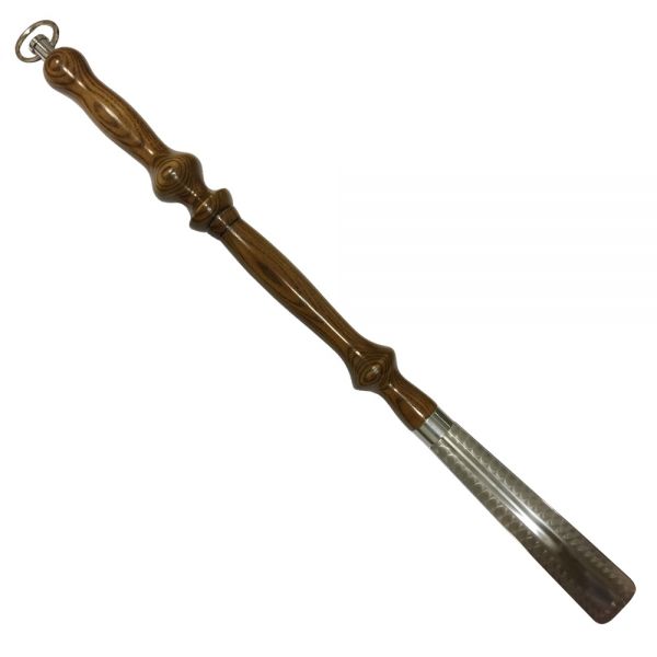 Металлический дизайнерский рожок с ручкой из дерева 75 см дуб